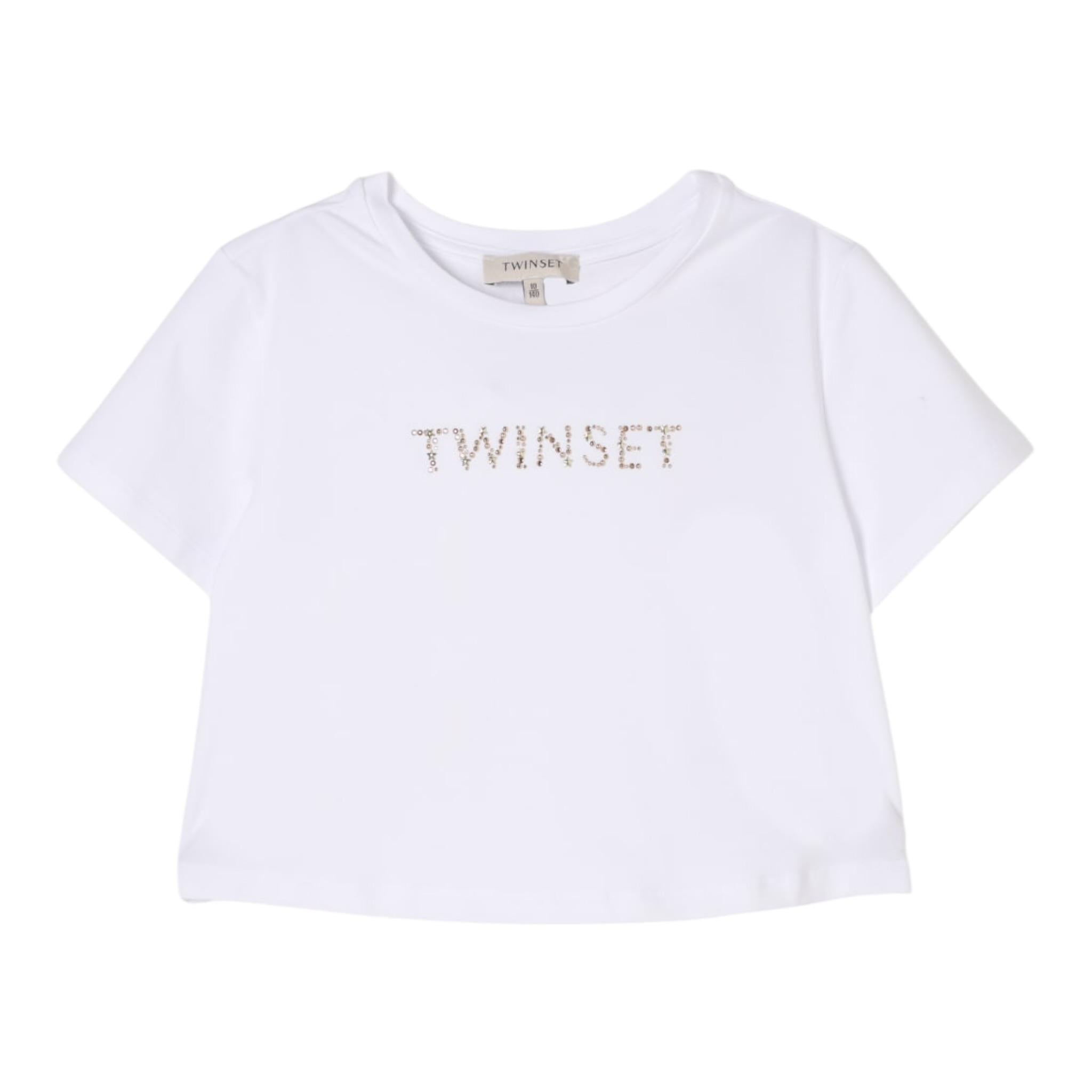 Twinset T-Shirt Girocollo Tinta Unita con Stampa per Bambina 251GJ2484X BIANCO TWINSET 