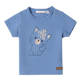 Mini Banda T-Shirt Tinta Unita Girocollo con Stampa per Neonato 3B609 AZZURRO MINI BANDA 