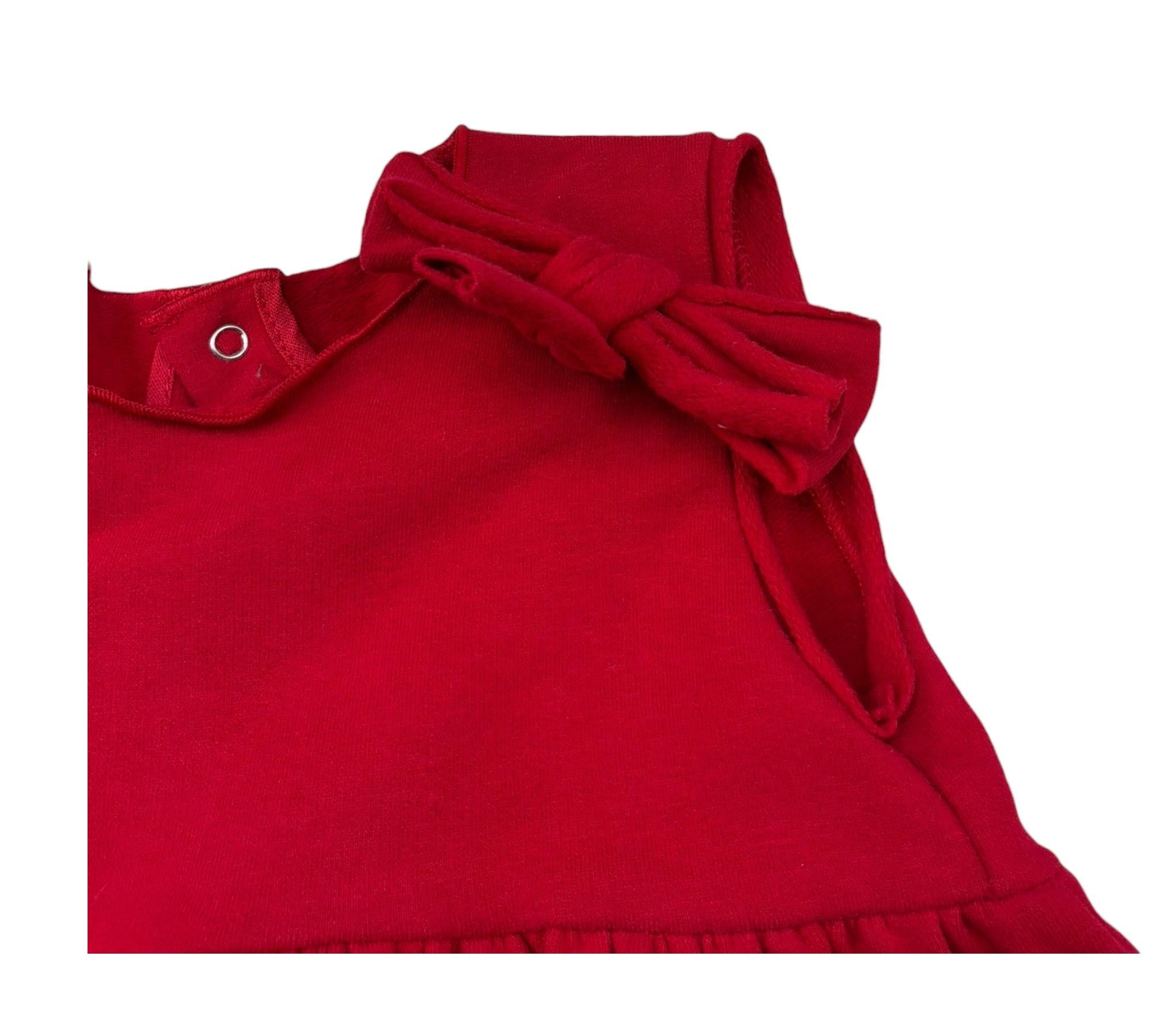 Le Bebe Abito Giromanica Tinta Unita con Fiocco per Neonata LBG0916 ROSSO LE BEBE 