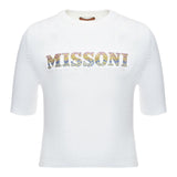 Missoni T-Shirt Tinta Unita con Stampa A Costine per Bambina MU9A41 PANNA MISSONI 