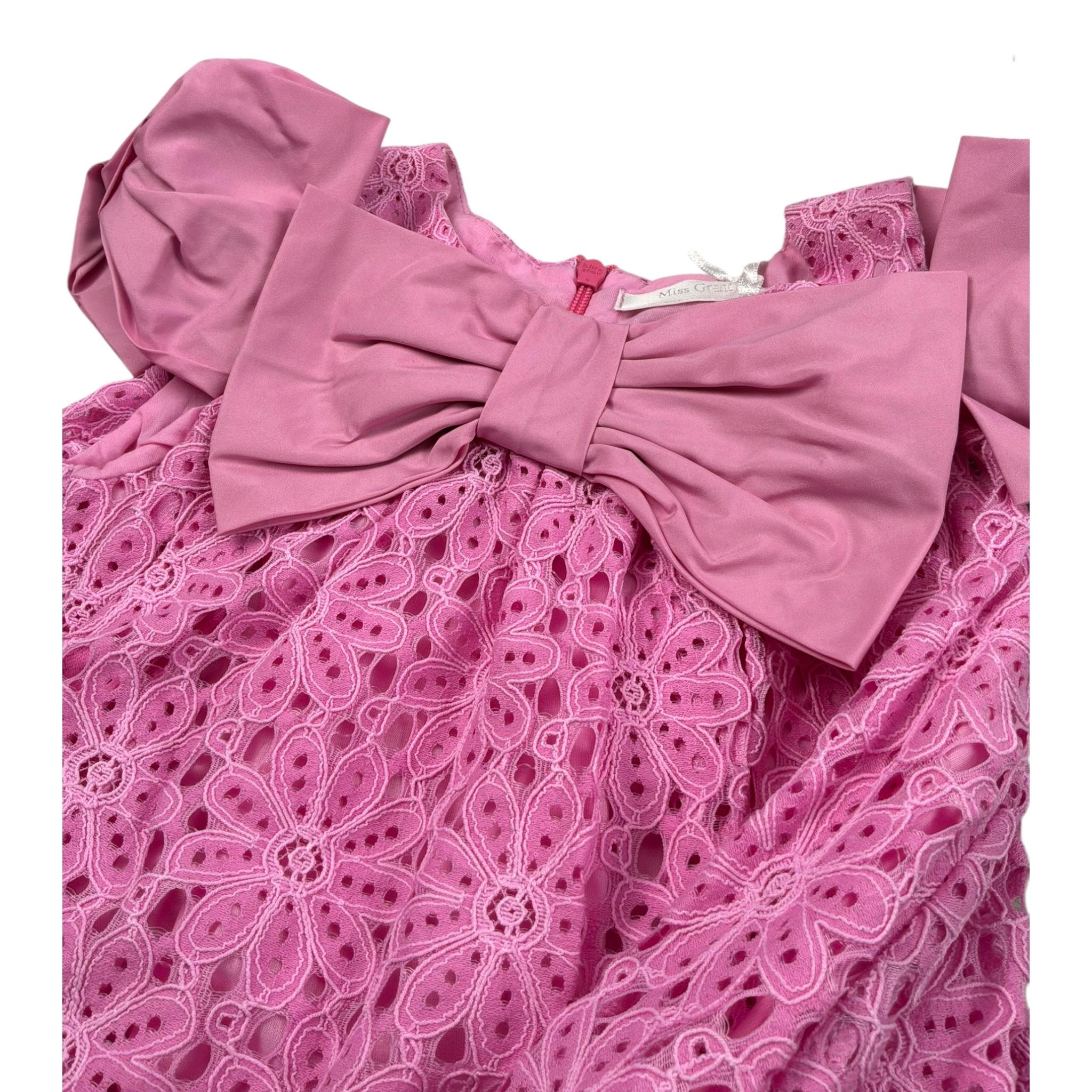 Miss Grant Abito Tinta Unita Traforato per Bambina MG1268J ROSA MISS GRANT 