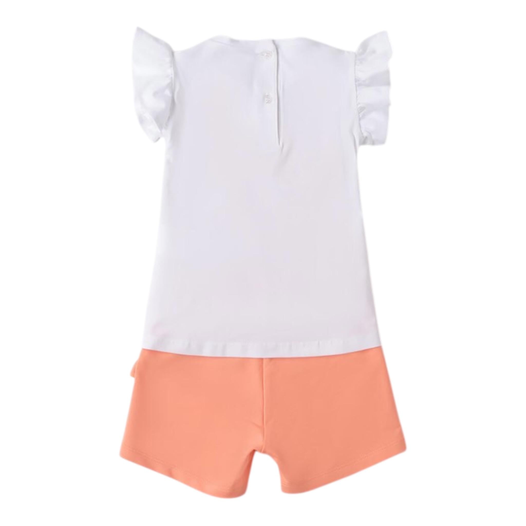 Sarabanda Completo 2 Pezzi T-Shirt-Shorts per Neonata 0B349X BIANCO/PESCA SARABANDA 