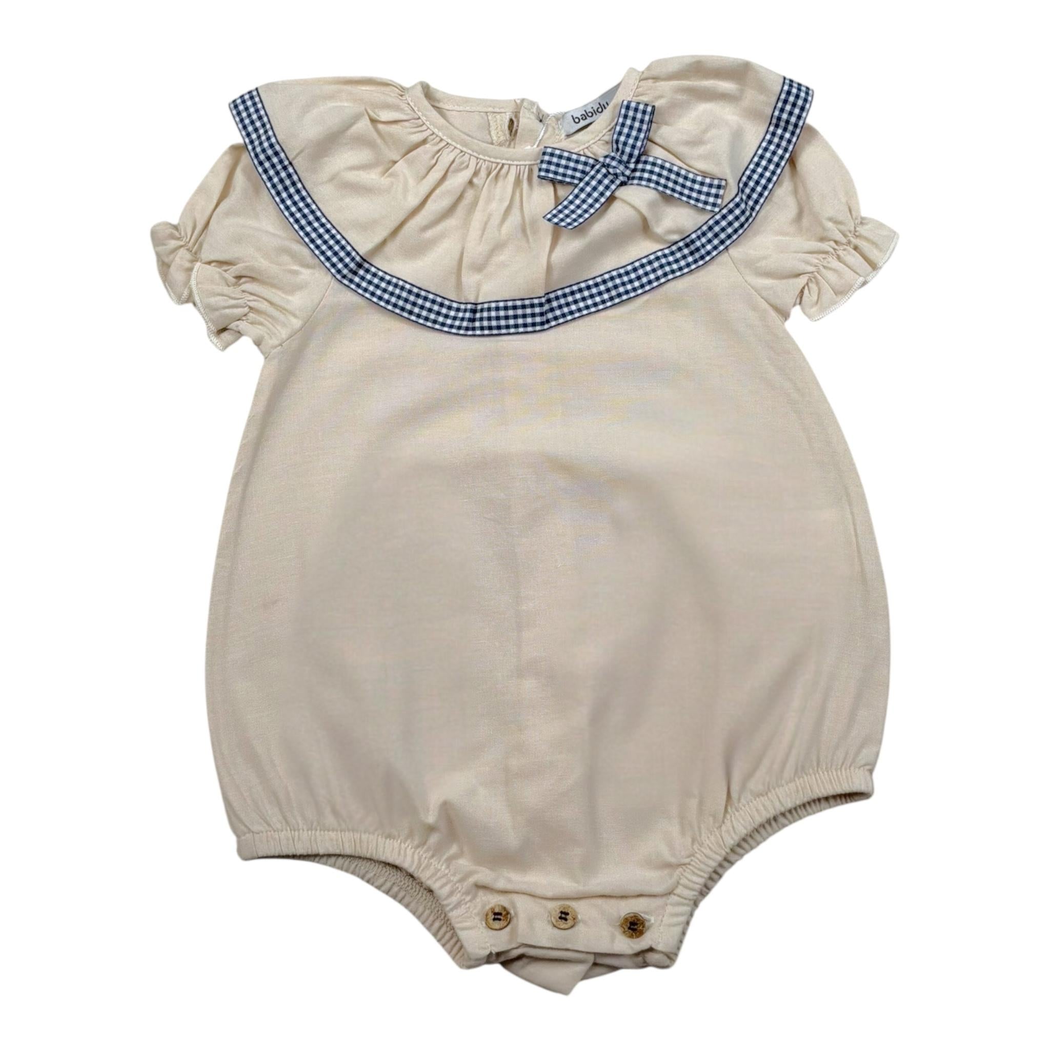 Babidu Pagliaccetto Tinta Unita con Fiocco per Neonata 33402 BEIGE BABIDU 