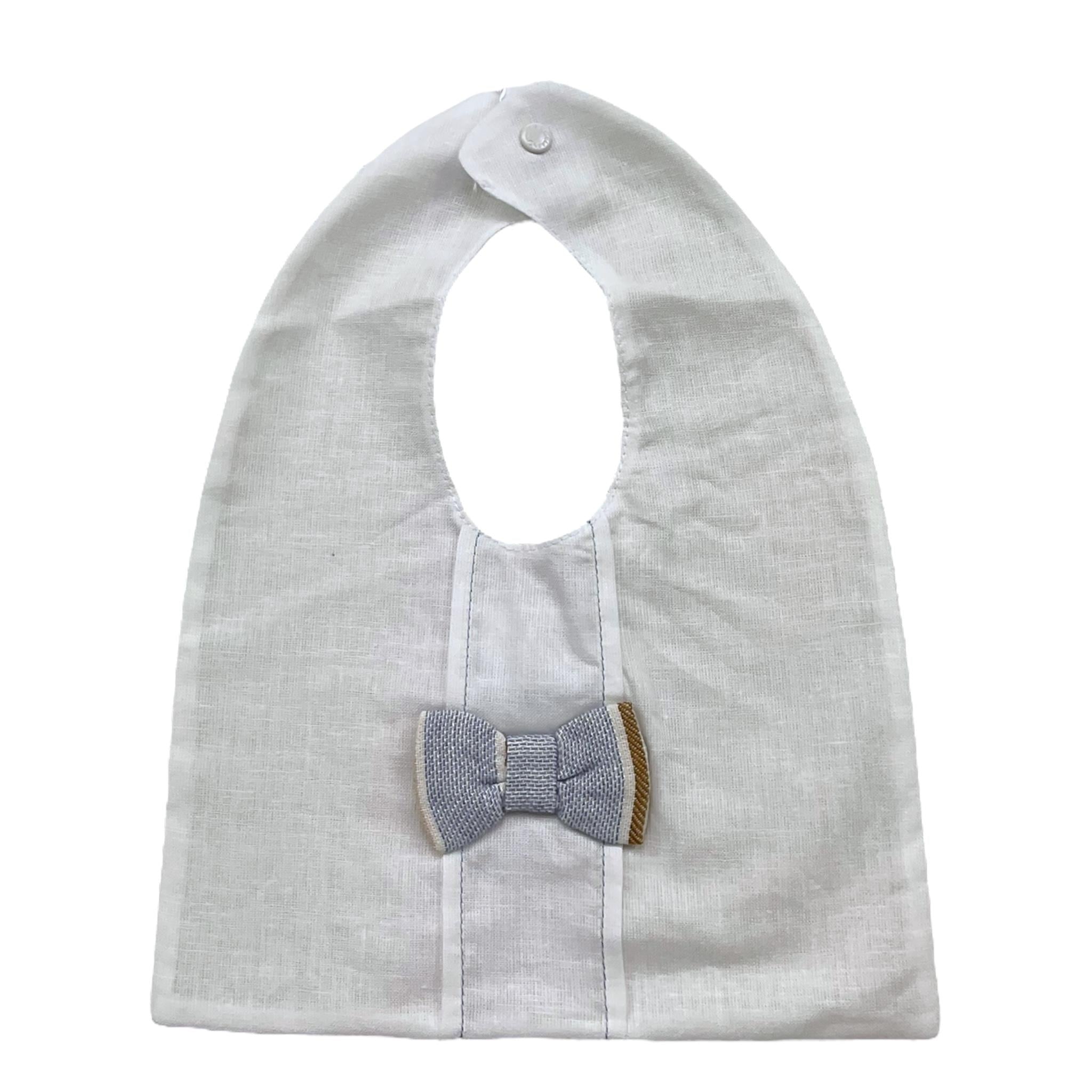 Barcellino Bavetta Tinta Unita con Papillon Applicato per Neonato 120106X BIANCO BARCELLINO 