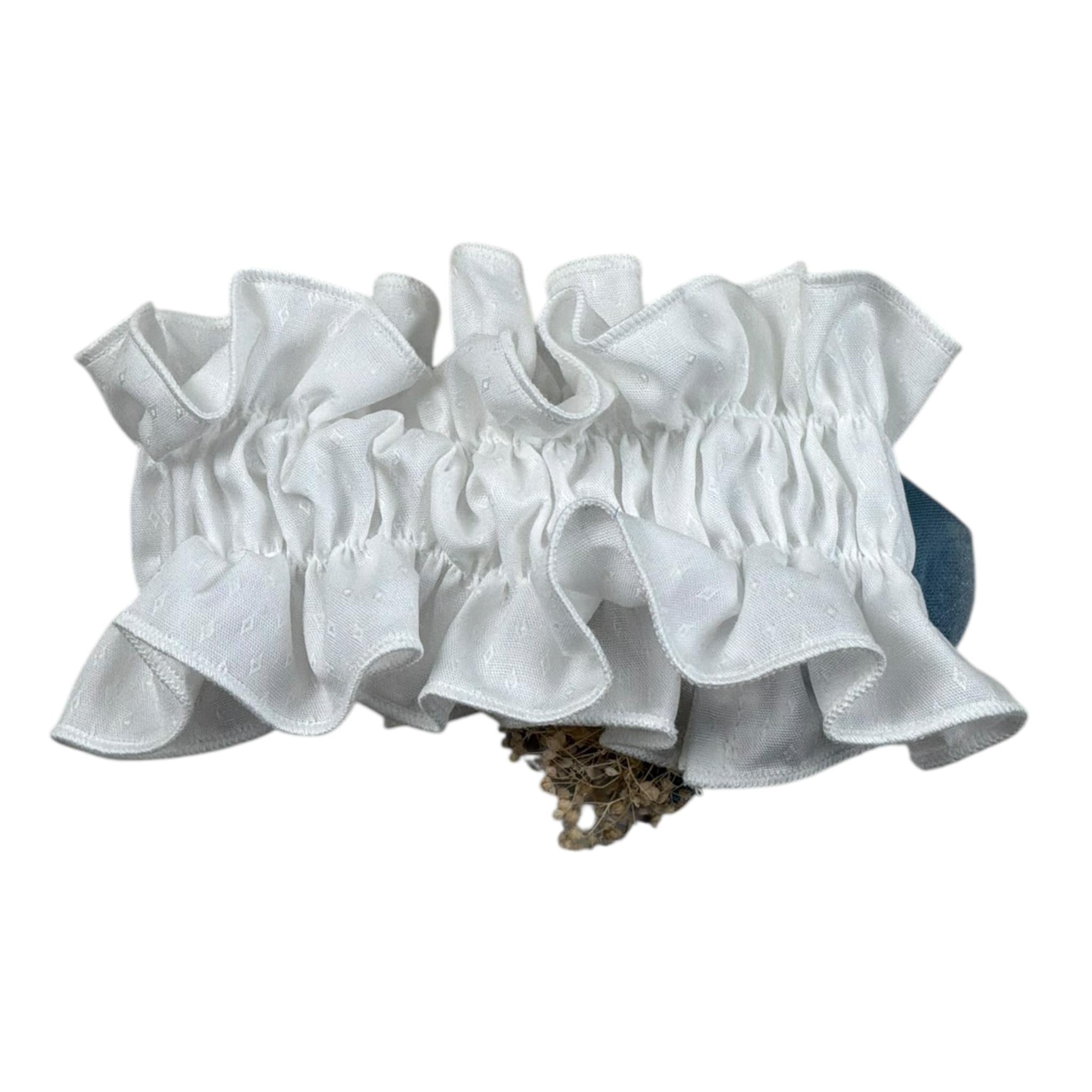 Barcellino Fascia Capelli Tinta Unita con Applicazioni per Neonata 120819 BIANCO BARCELLINO 