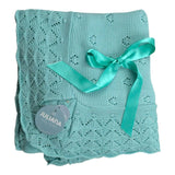 Juliana Coperta tinta unita con Fiocco Verde Acqua per Neonata J7006 VERDE ACQUA JULIANA 
