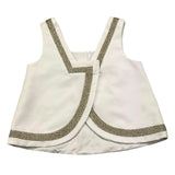 Genny Princess Top Giromanica Tinta Unita Con Profili In Contrasto Bianco Per Bambina