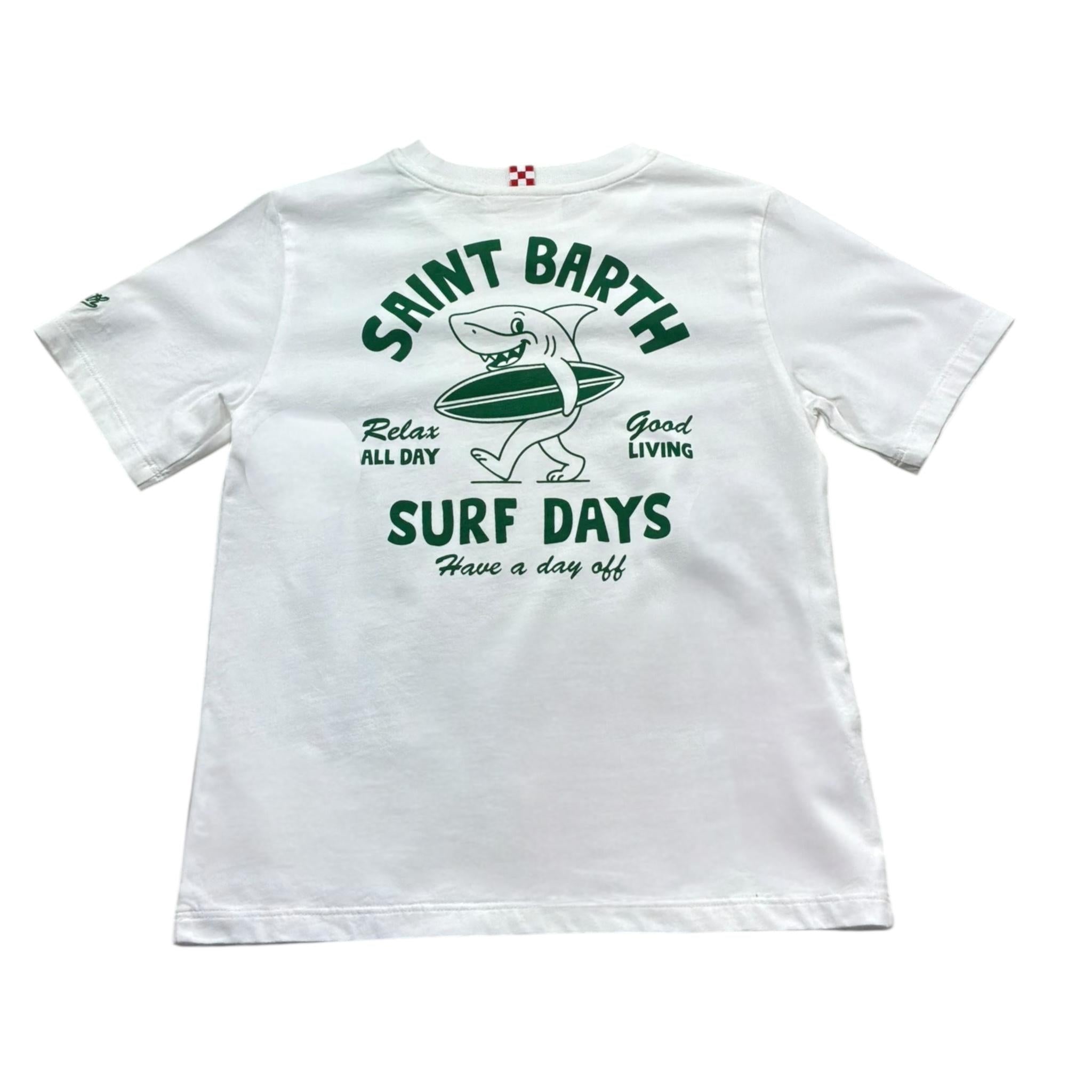 Saint Barth T-Shirt Girocollo Tinta Unita con Stampa per Bambino 00839L BIANCO SAINT BARTH 