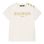 Balmain T-Shirt Tinta Unita con Logo per Bambina BV8B91 PANNA BALMAIN 