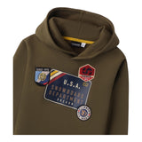 SARABANDA felpa chiusa con cappuccio tinta unita con stamap in contrasto Verde per Bambino 0A524 VERDE SARABANDA 
