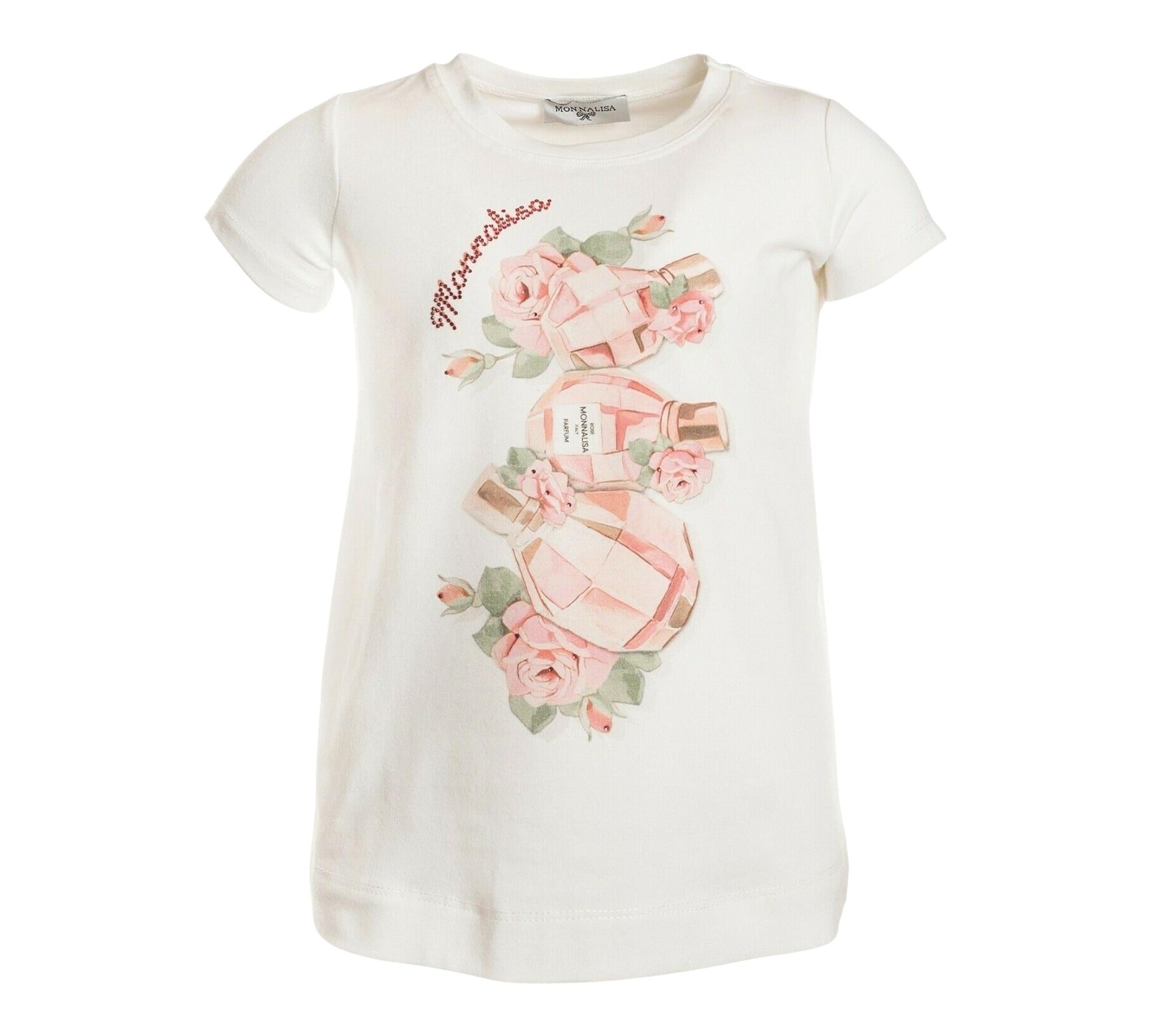 Monnalisa T-Shirt Girocollo Tinta Unita con Stampa per Bambina 199610SE PANNA MONNALISA 