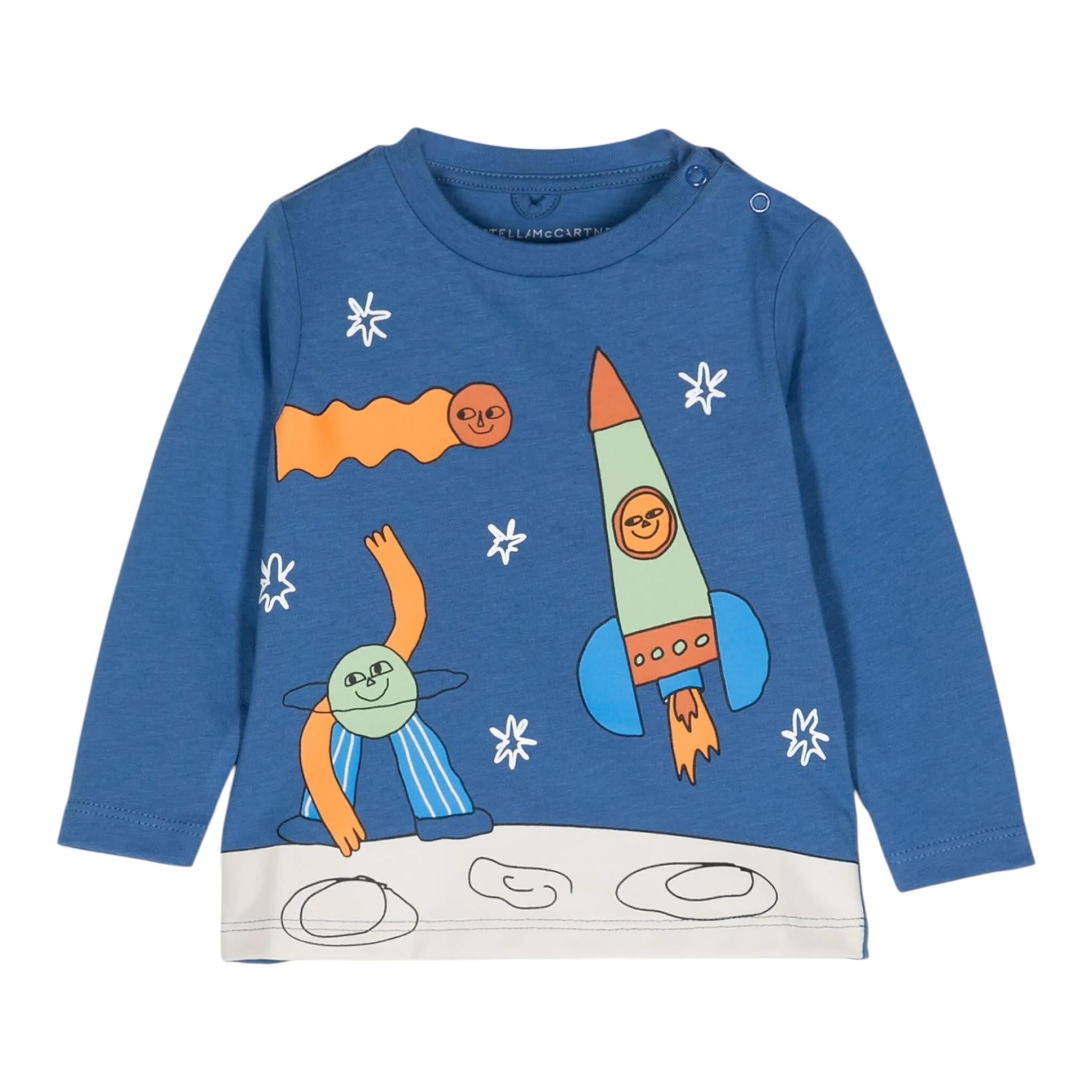 STELLA McCARTNEY shirt girocollo tinta unita con stampa in contrasto Blu per Neonato TV8500 BLU STELLA McCARTNEY 