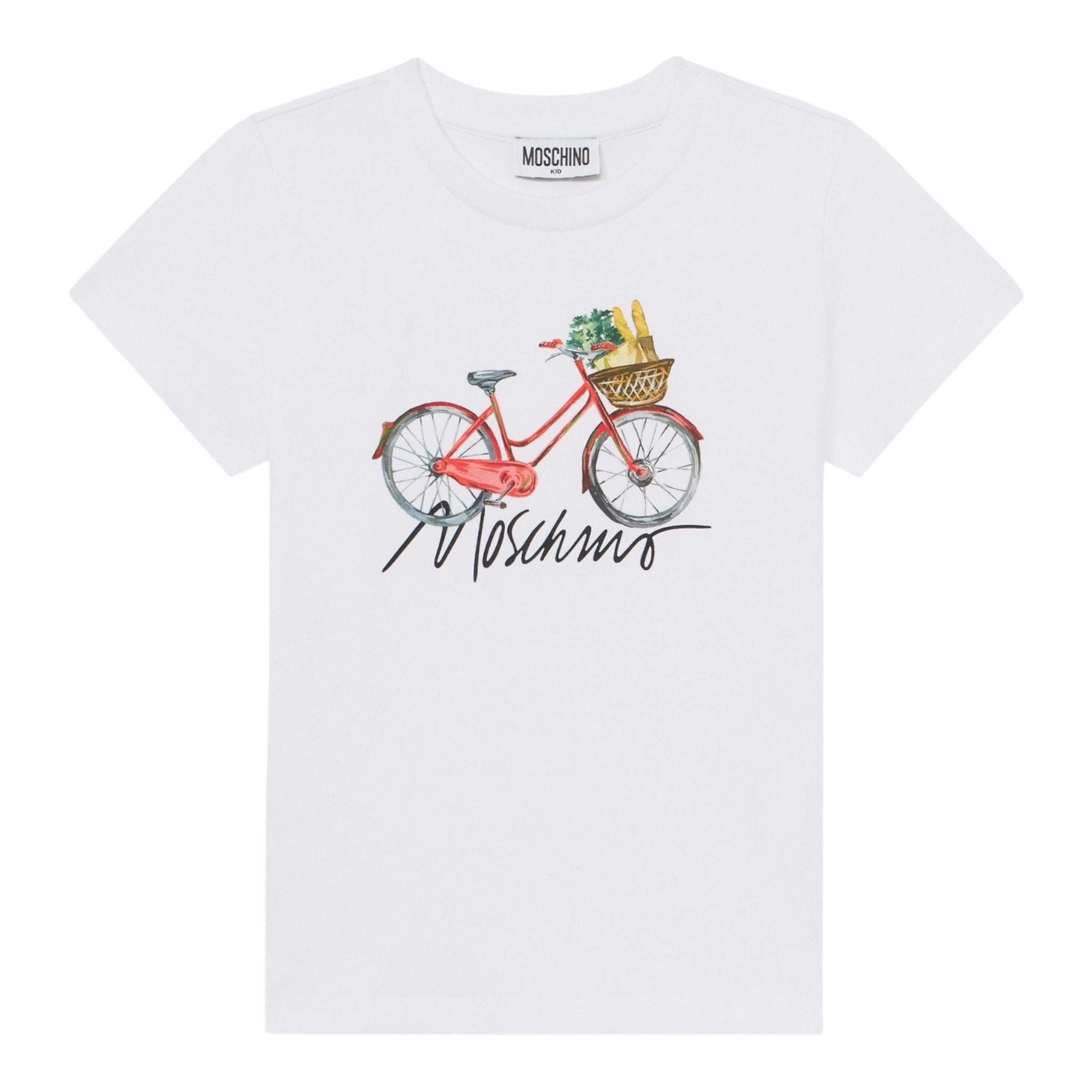 Moschino T-Shirt Girocoll Tinta Unita con Stampa per Bambino HAM05U BIANCO MOSCHINO 