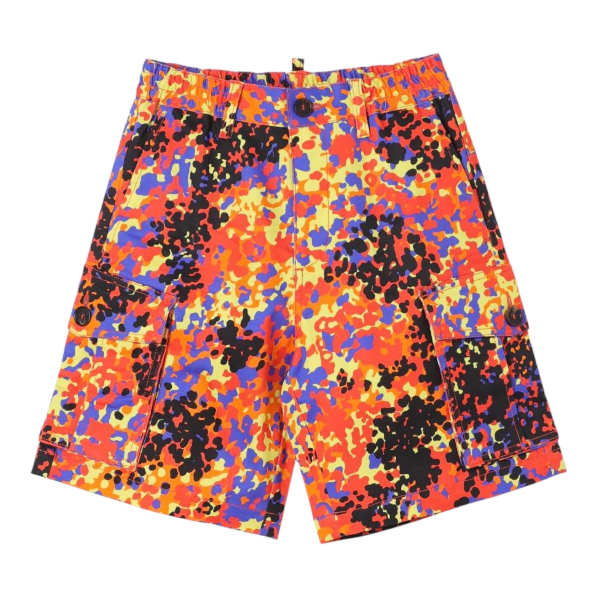 Dsquared2 Bermuda Multicolor con Tasconi per Bambino DQ2281 ARANCIONE DSQUARED2 