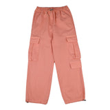 Vicolo Pantalone Modello Cargo Tinta Unita Con Elastico In Vita Pesca Per Bambina