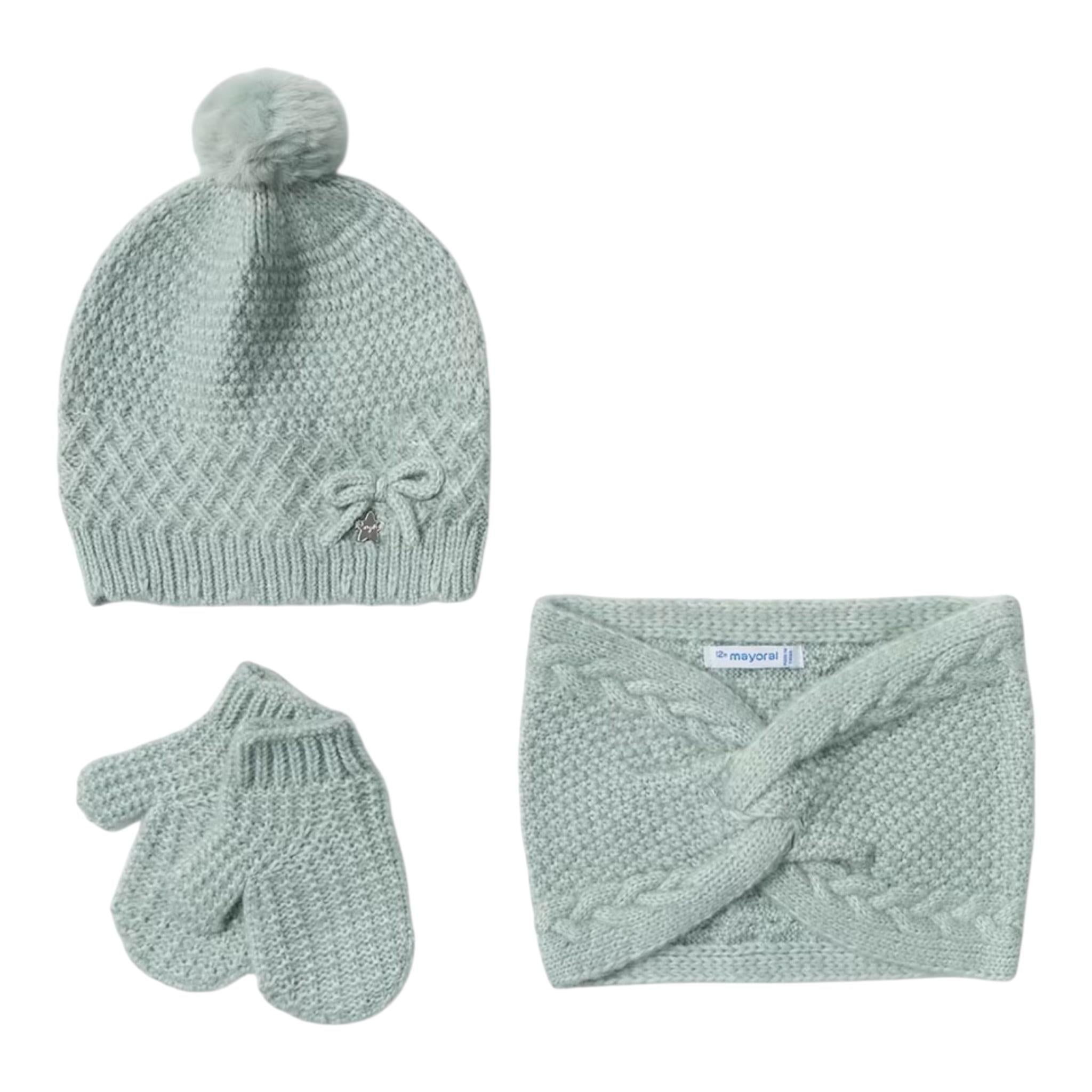 MAYORAL set cappello-guanti-scaldacollo Verde acqua per Neonata 10769 VERDE ACQUA MAYORAL 