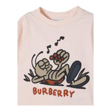 Burberry T-Shirt Girocollo Tinta Unita con Stampa per Neonata B104629 ROSA BURBERRY 