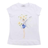Monnalisa T-Shirt Girocollo Tinta Unita con Stampa per Bambina 113602S2 BIANCO MONNALISA 