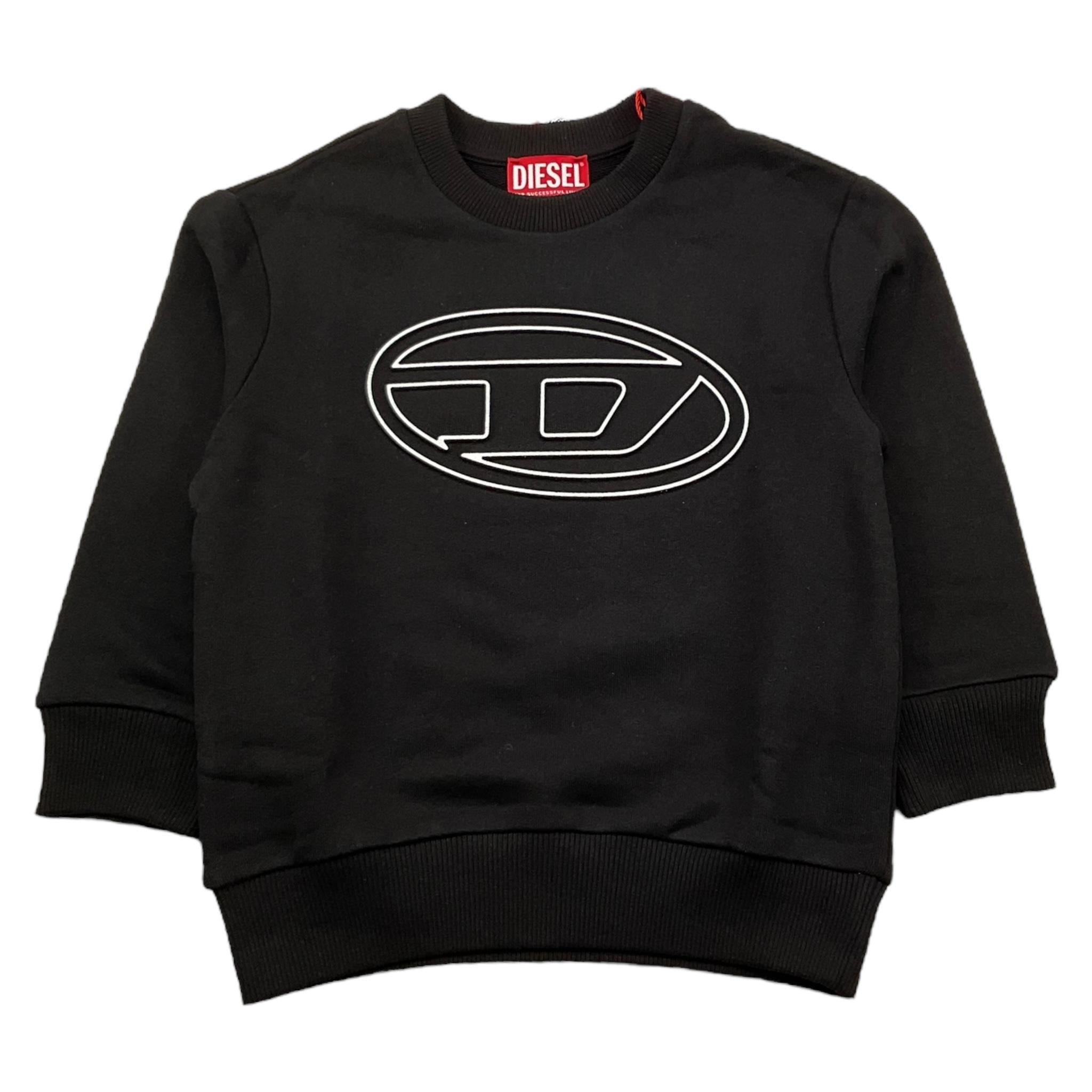 DIESEL felpa chiusa girocollo tinta unita con stampa Nero per Bambino J01787XXX NERO DIESEL 