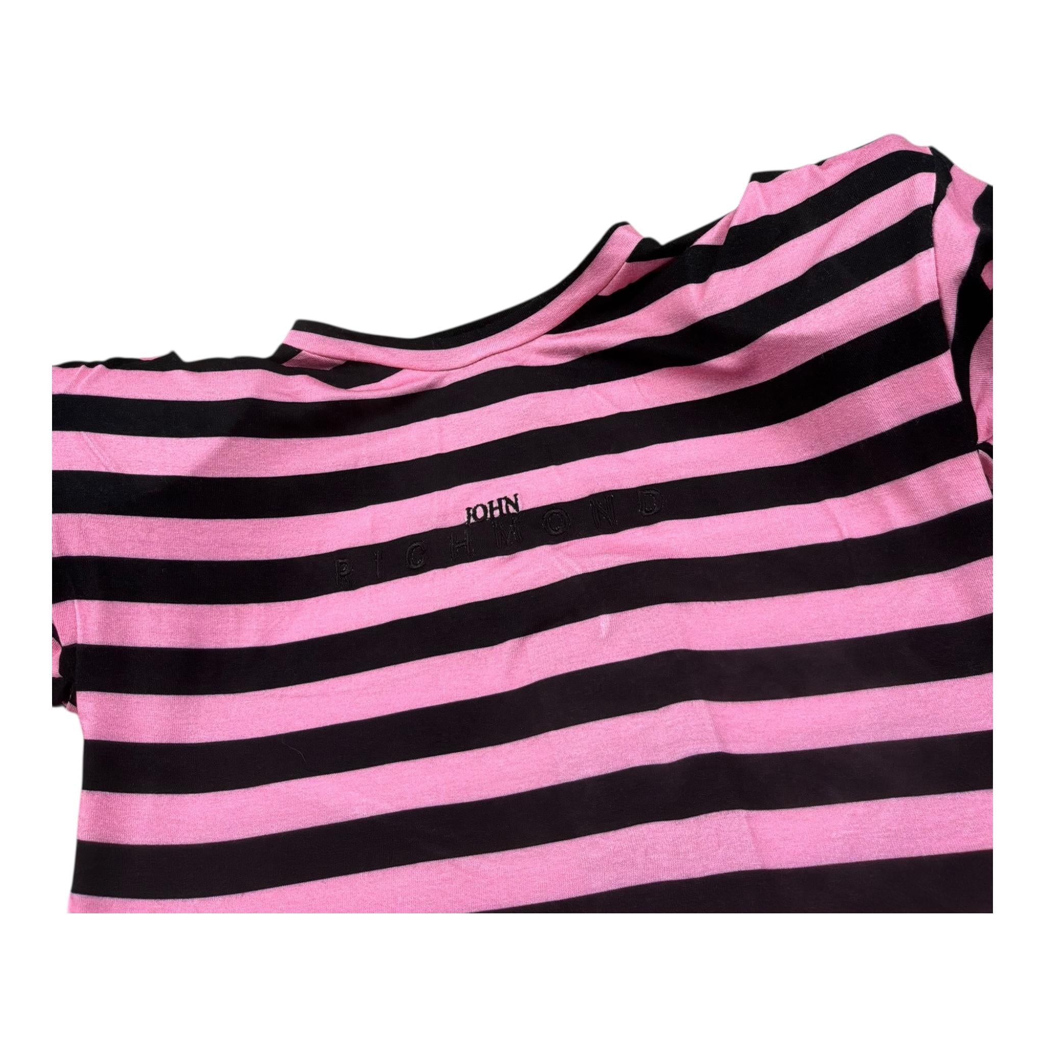 John Richmond T-Shirt Bicolore con Fantasia A Righe per Bambina RGP26132TS ROSA/NERO JOHN RICHMOND 