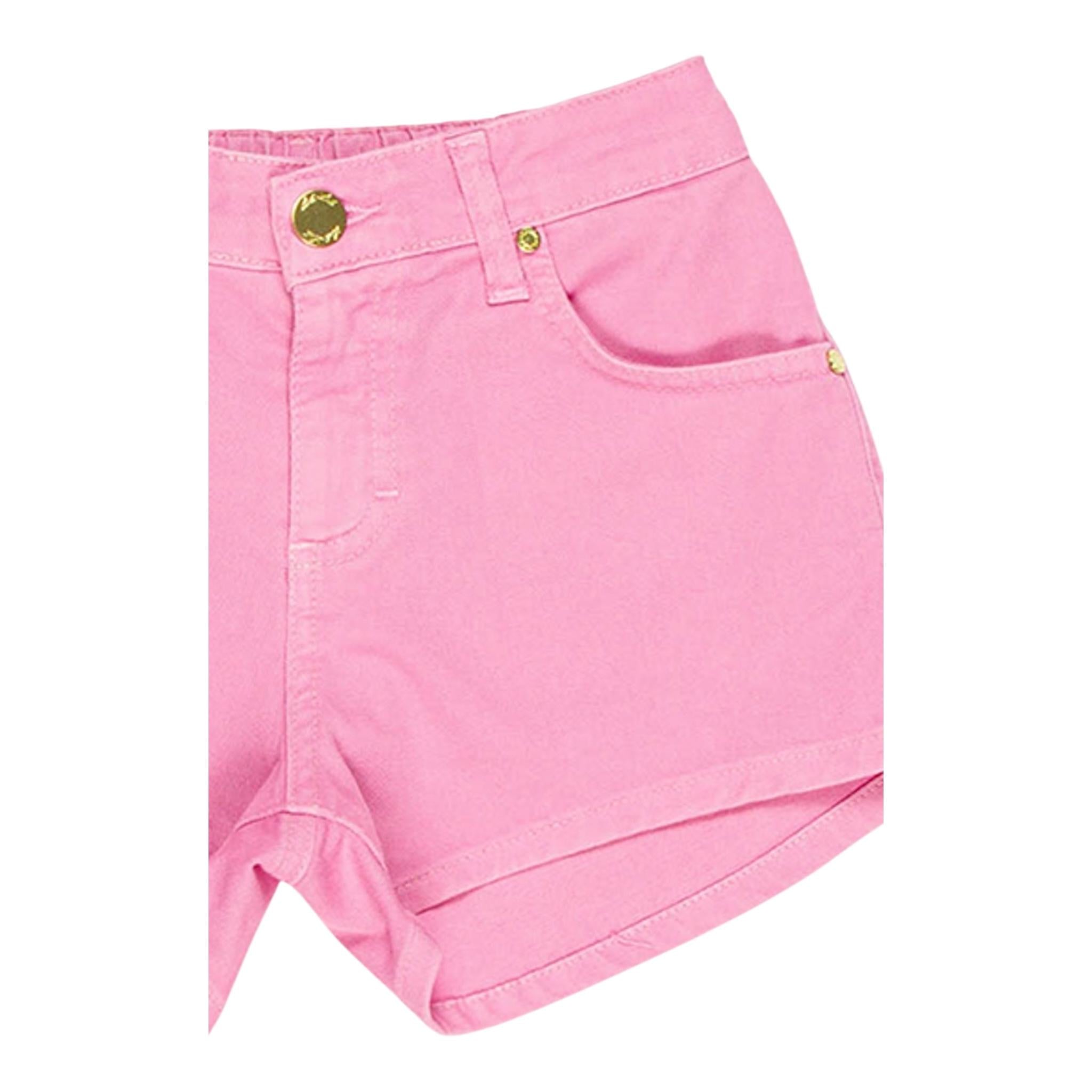 M+E' Short In Denim Tinta Unita con Girovita Regolabile per Neonata UE1704 ROSA M+E' 