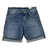 Dondup Bermuda Tinta Unita In Denim Blu Per Bambino