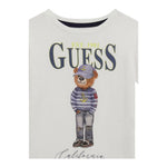 Guess T-Shirt Girocollo Tinta Unita con Stampa per Bambino N5RI20K8HM4XXX BIANCO GUESS 