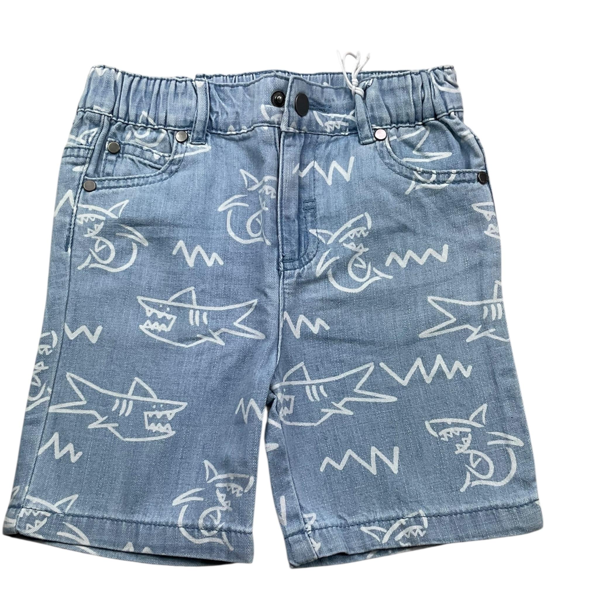 Stella Mccartney Bermuda In Denim Tinta Unita con Stampa per Bambino TU6649 AZZURRO STELLA McCARTNEY 