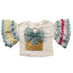 Miss Grant T-Shirt Tinta Unita Girocollo con Stampa per Bambina MG1300 BIANCO MISS GRANT 