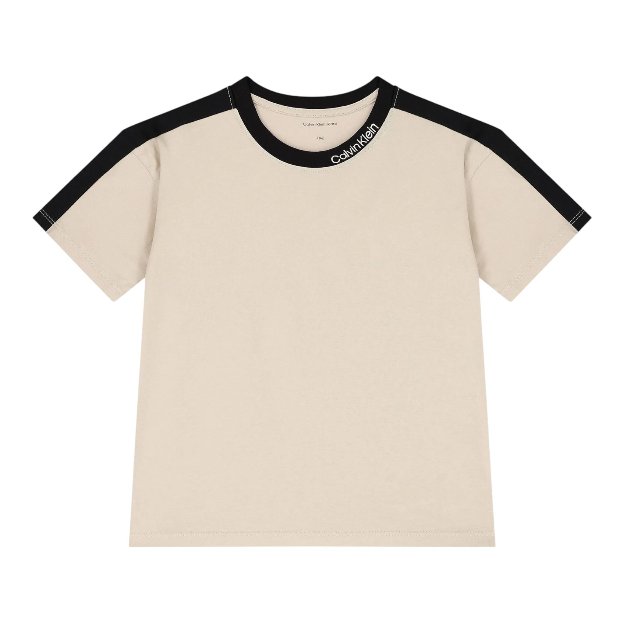 Calvin Klein T-Shirt tinta unita con Profili In Contrasto Beige per Bambino IB0IB02457X BEIGE CALVIN KLEIN 