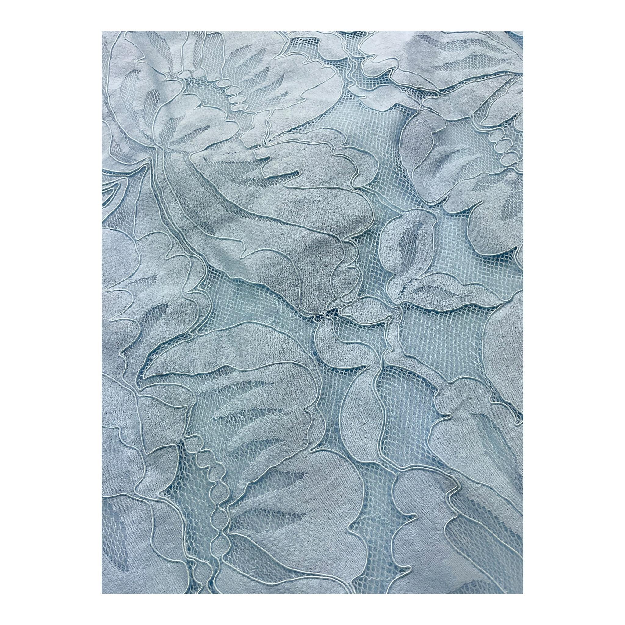 Mimisol Abito Tinta Unita Traforato con Ricami per Bambina MFAB63 AZZURRO MIMISOL 