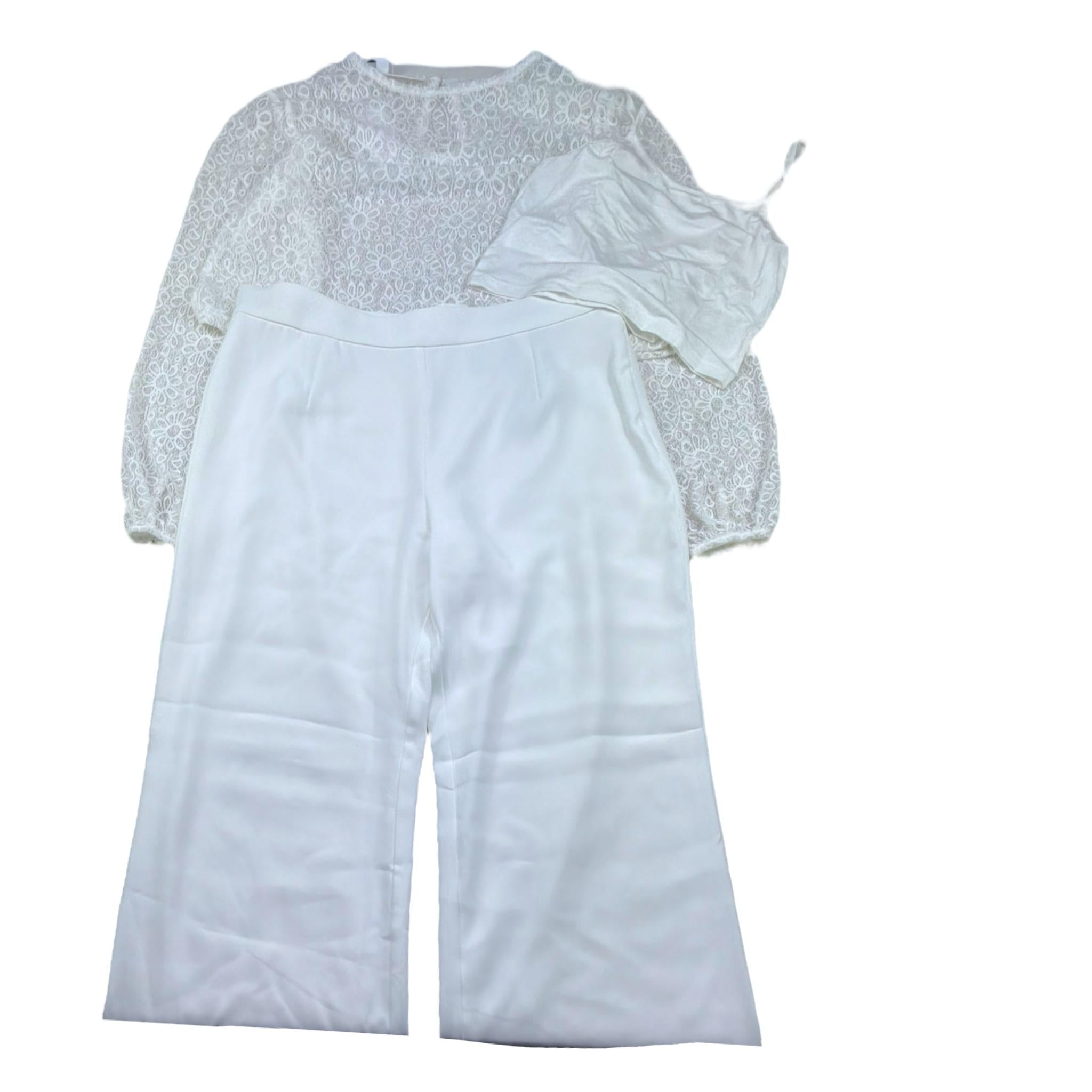 Sarabanda Completo 3 Pezzi Maglia-Top-Pantalone Tinta Unita per Bambina 0B495 BIANCO SARABANDA 