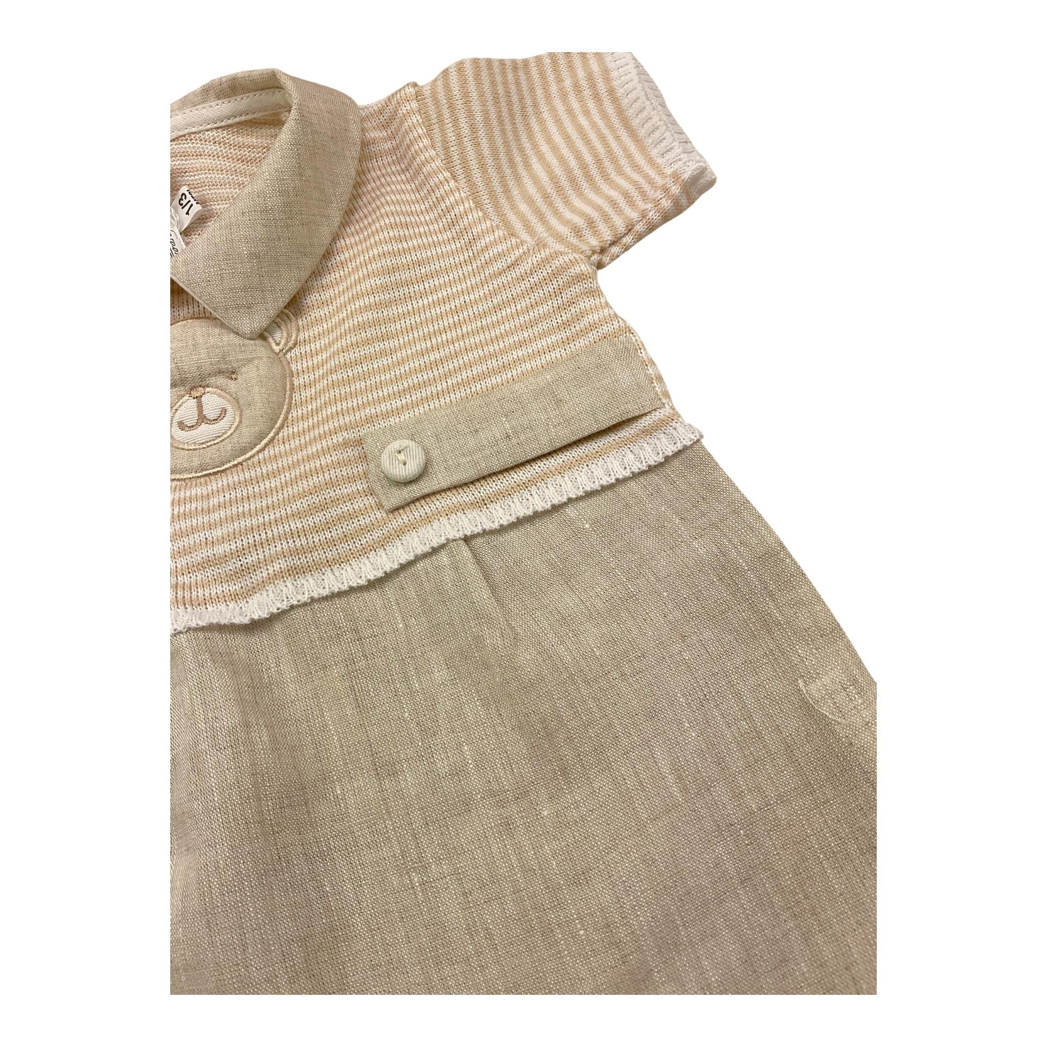 La Sartoria Dei Piccoli Pagliaccetto Bicolore con Stampa per Neonato LP005 BEIGE LA SARTORIA DEI PICCOLI 