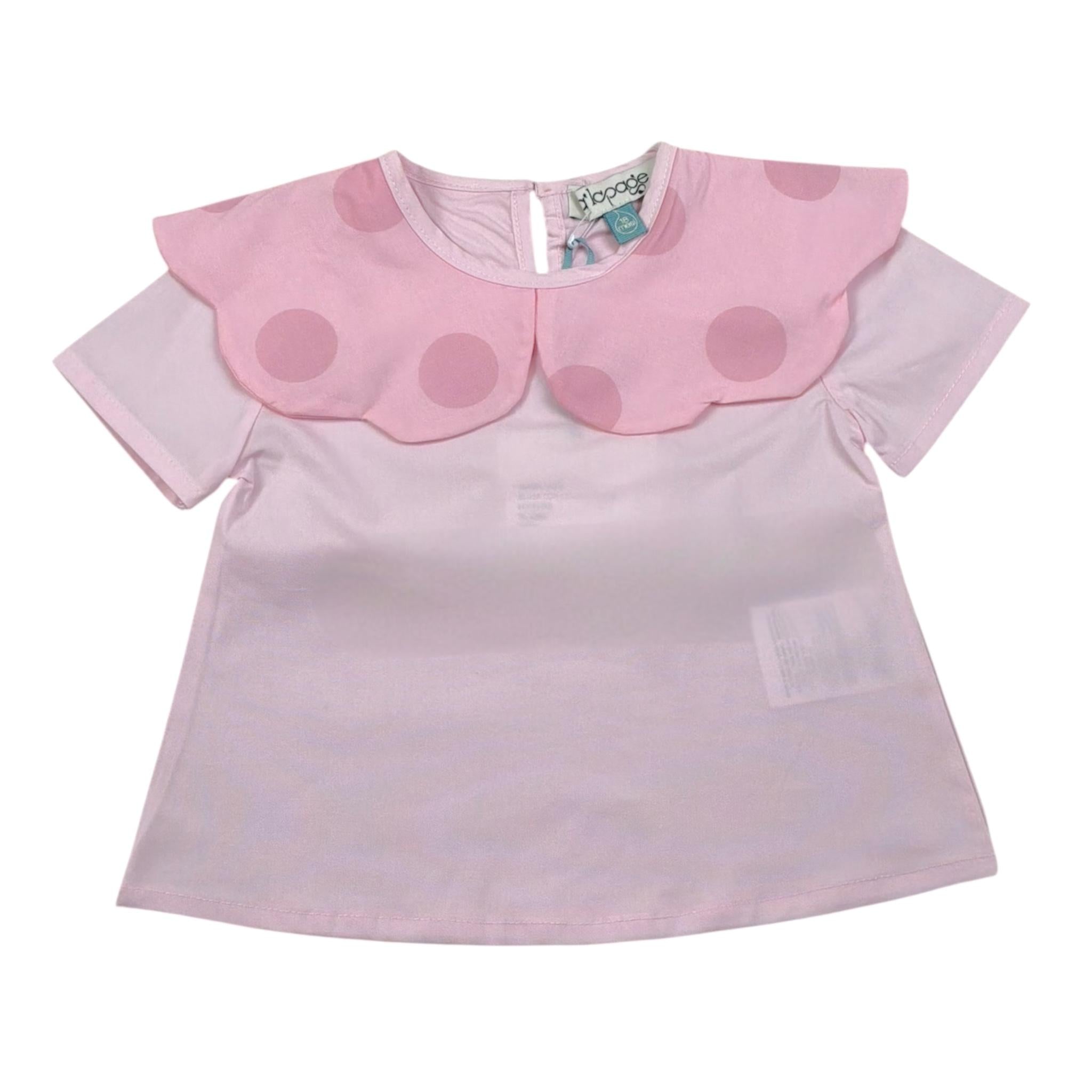 A' La Page T-Shirt Tinta Unita con Colletto per Neonata AL05 ROSA A' LA PAGE 