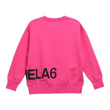 Maison Margiela Felpa Girocollo Tinta Unita Con Stampa Fuxia Per Bambina