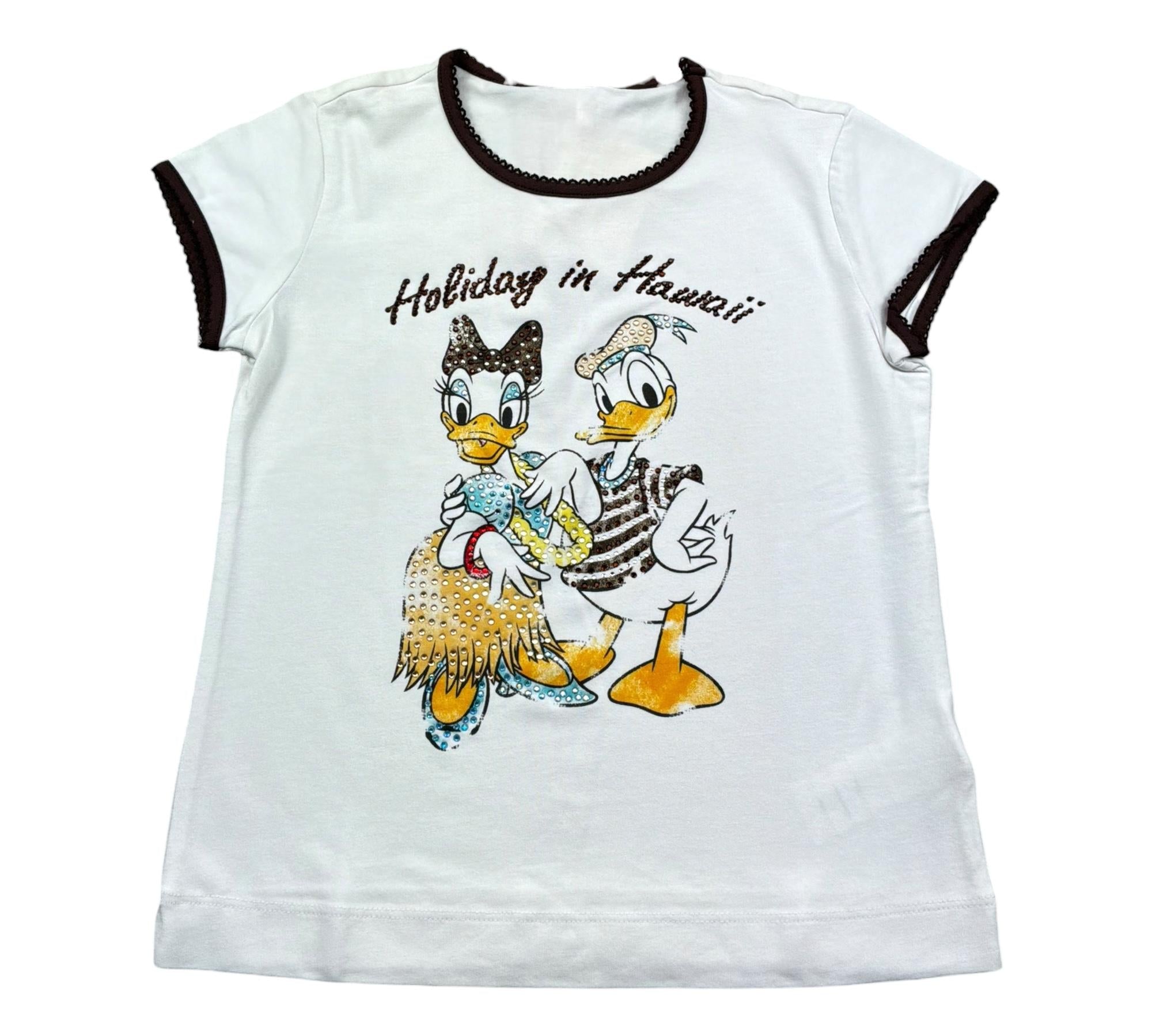Monnalisa T-Shirt Girocollo Tinta Unita con Stampa per Bambina 197603SS BIANCO MONNALISA 