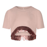 Fun & Fun Camicia Mezza Manica Tinta Unita Paillettes per Bambina FCJTRP01065 ROSA FUN & FUN 