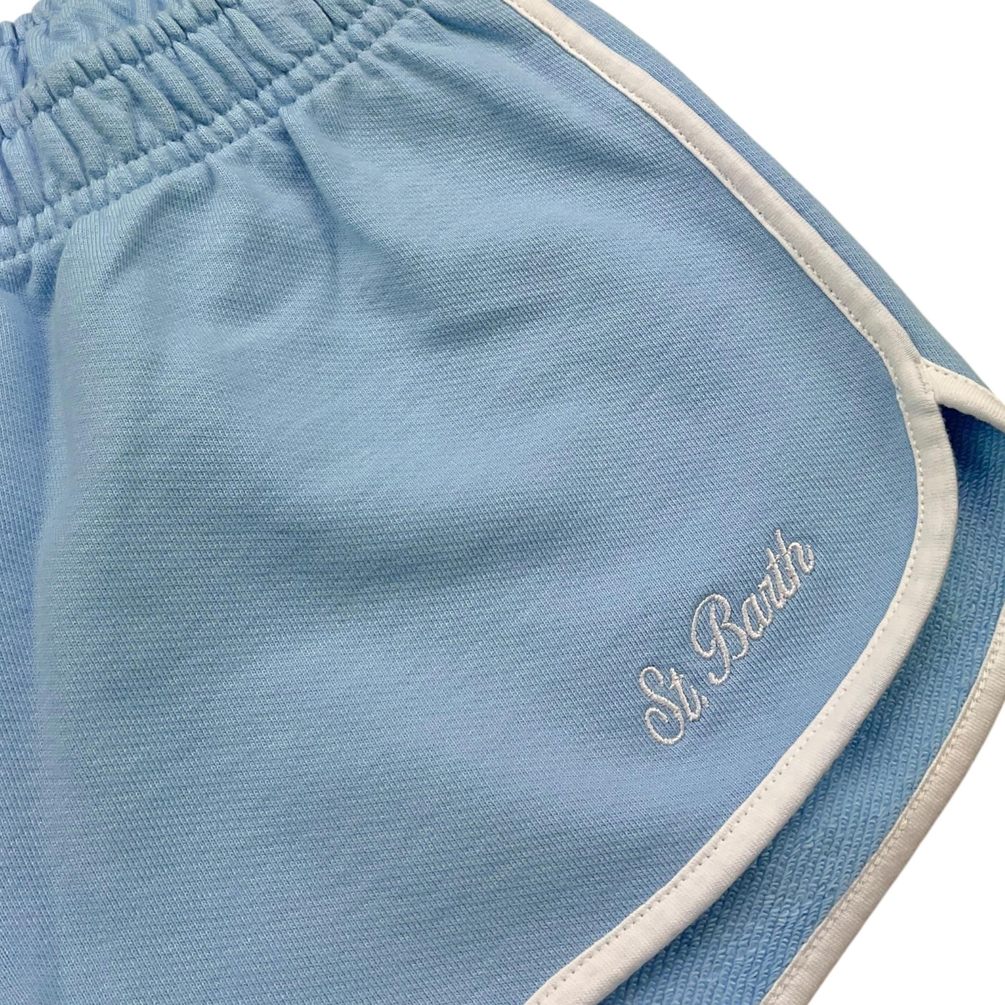 Saint Barth Short Tinta Unita con Profili In Contrasto per Bambina SB3101EMB AZZURRO SAINT BARTH 