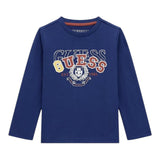 Guess Shirt Girocollo Tinta Unita con Stampa per Neonato N5RI01K8HM4X BLU GUESS 