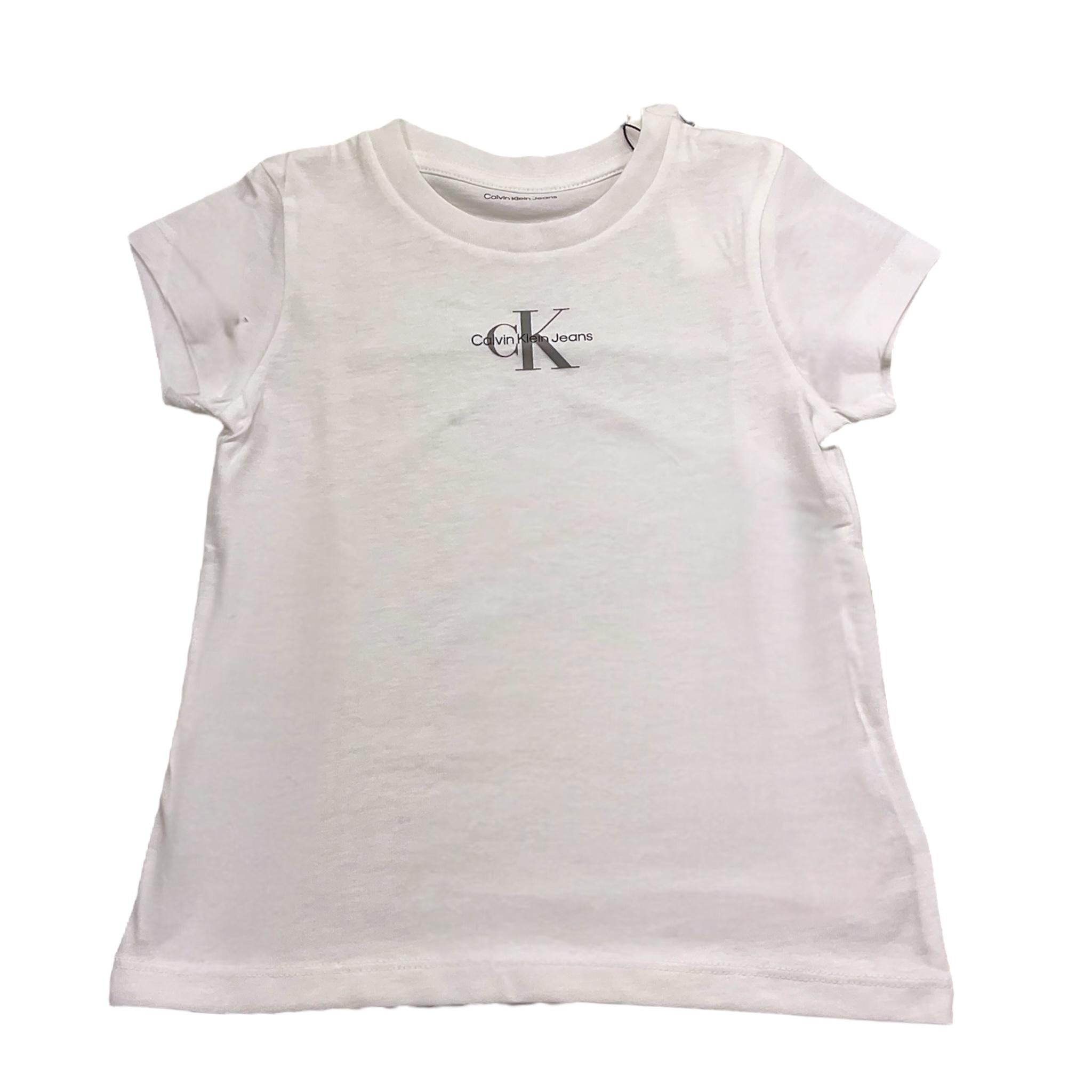 Calvin Klein T-Shirt Girocollo Tinta Unita con Stampa per Bambino IG0IG01470 BIANCO CALVIN KLEIN 