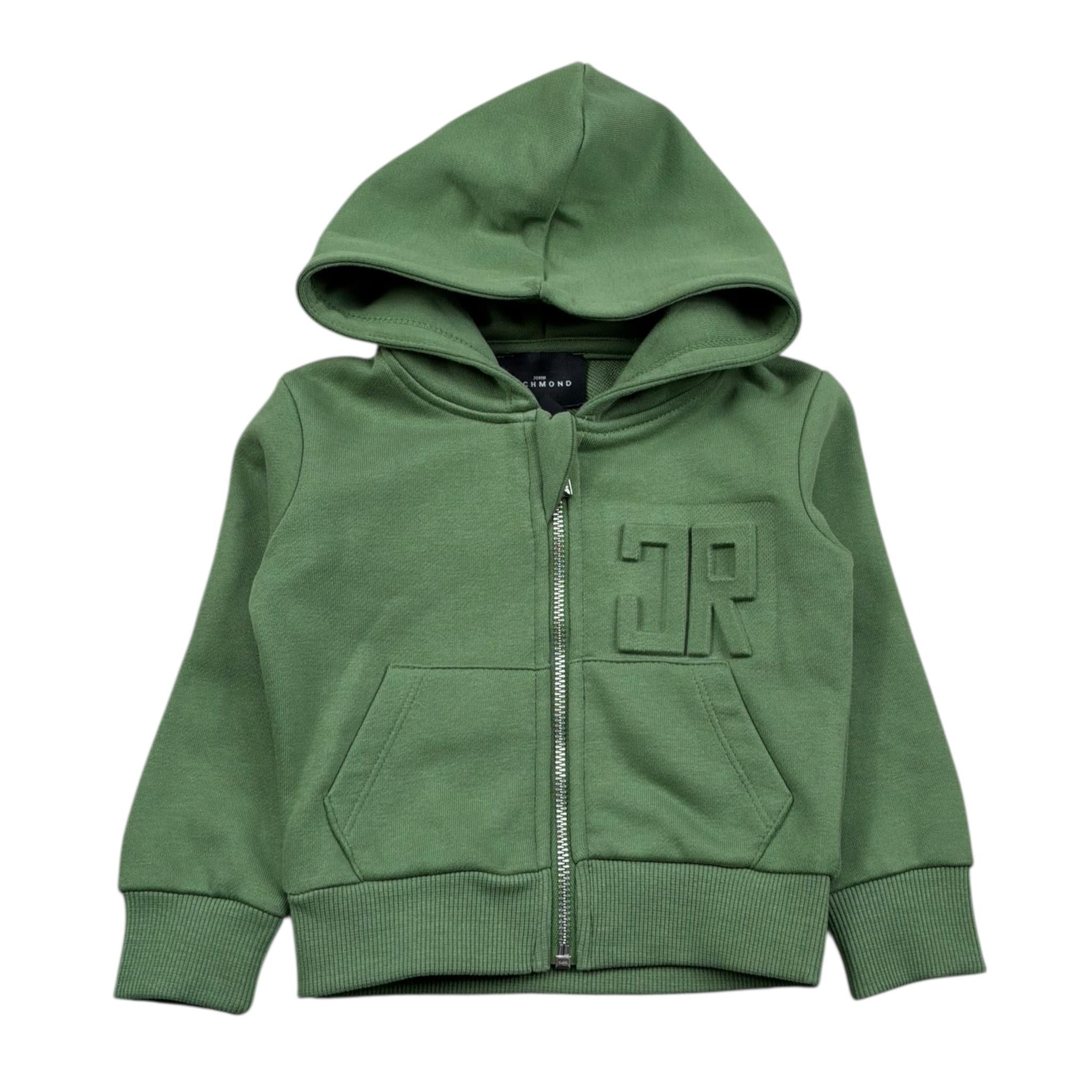 John Richmond Felpa con Zip E Cappuccio Tinta Unita con Logo per Neonato RIP26004FE VERDE JOHN RICHMOND 