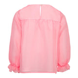 Dou Dou Camicia Manica Lunga Tinta Unita Con Tulle Rosa Per Bambina