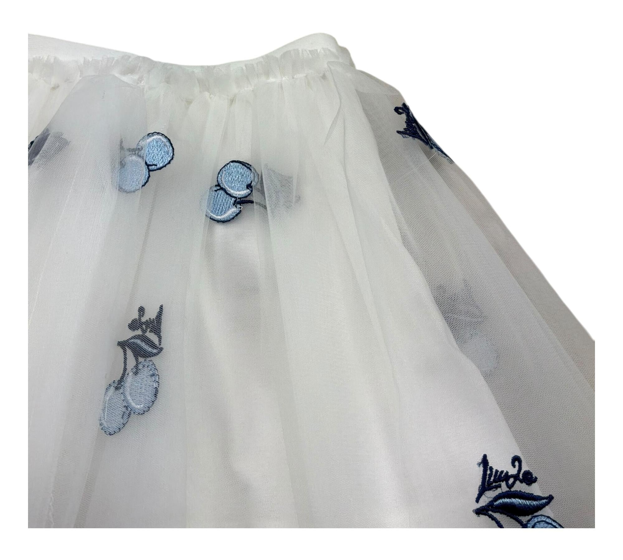 Liu Jo Gonna Tinta Unita In Tulle con Ricami per Neonata KA5043N BIANCO LIU JO 