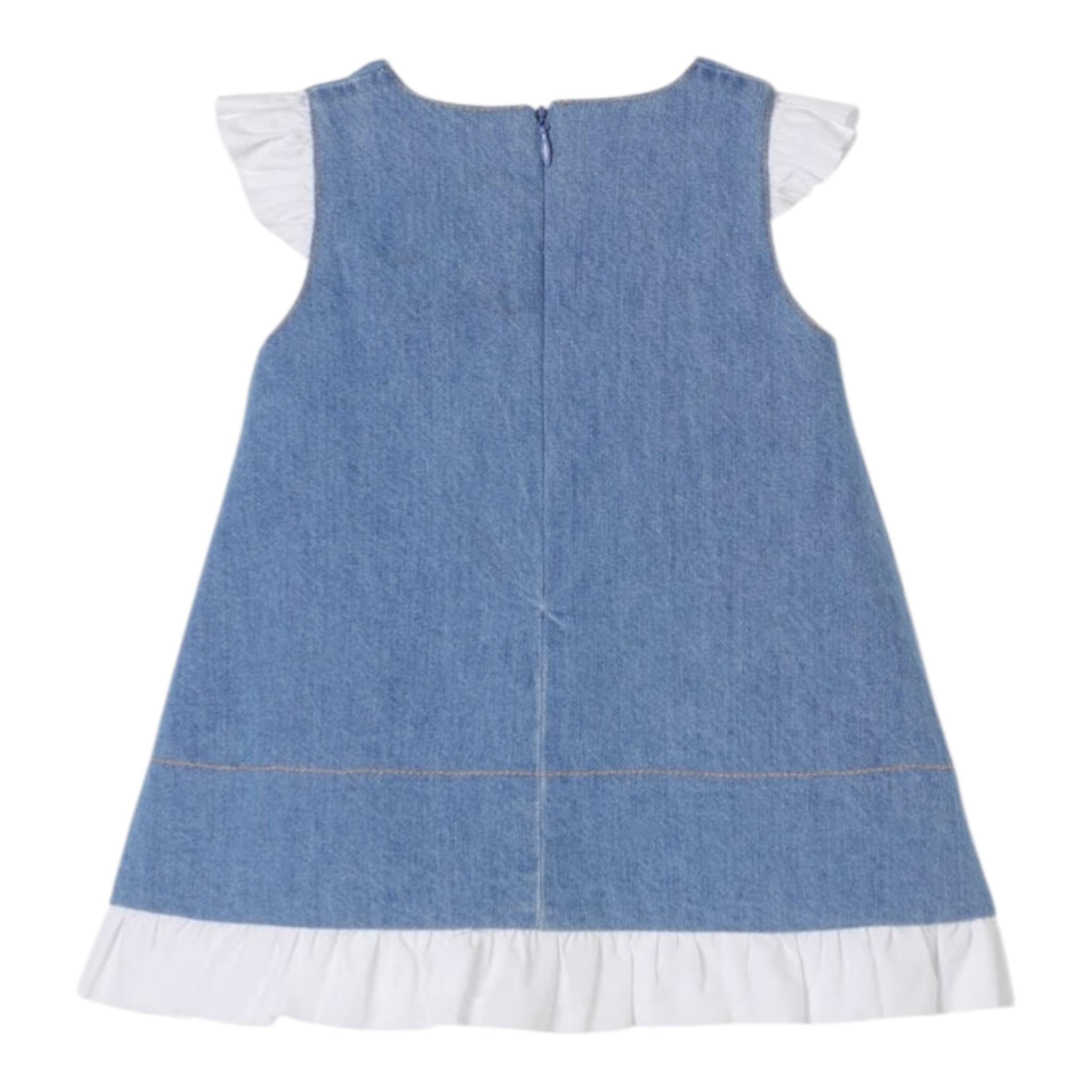 Elisabetta Franchi Abito In Denim Giromanica Tinta Unita per Bambina EGAB192X AZZURRO ELISABETTA FRANCHI 