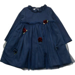 Le Bebe Abito Manica Lunga Tinta Unita con Tulle per Bambina LBG1122J BLU LE BEBE 