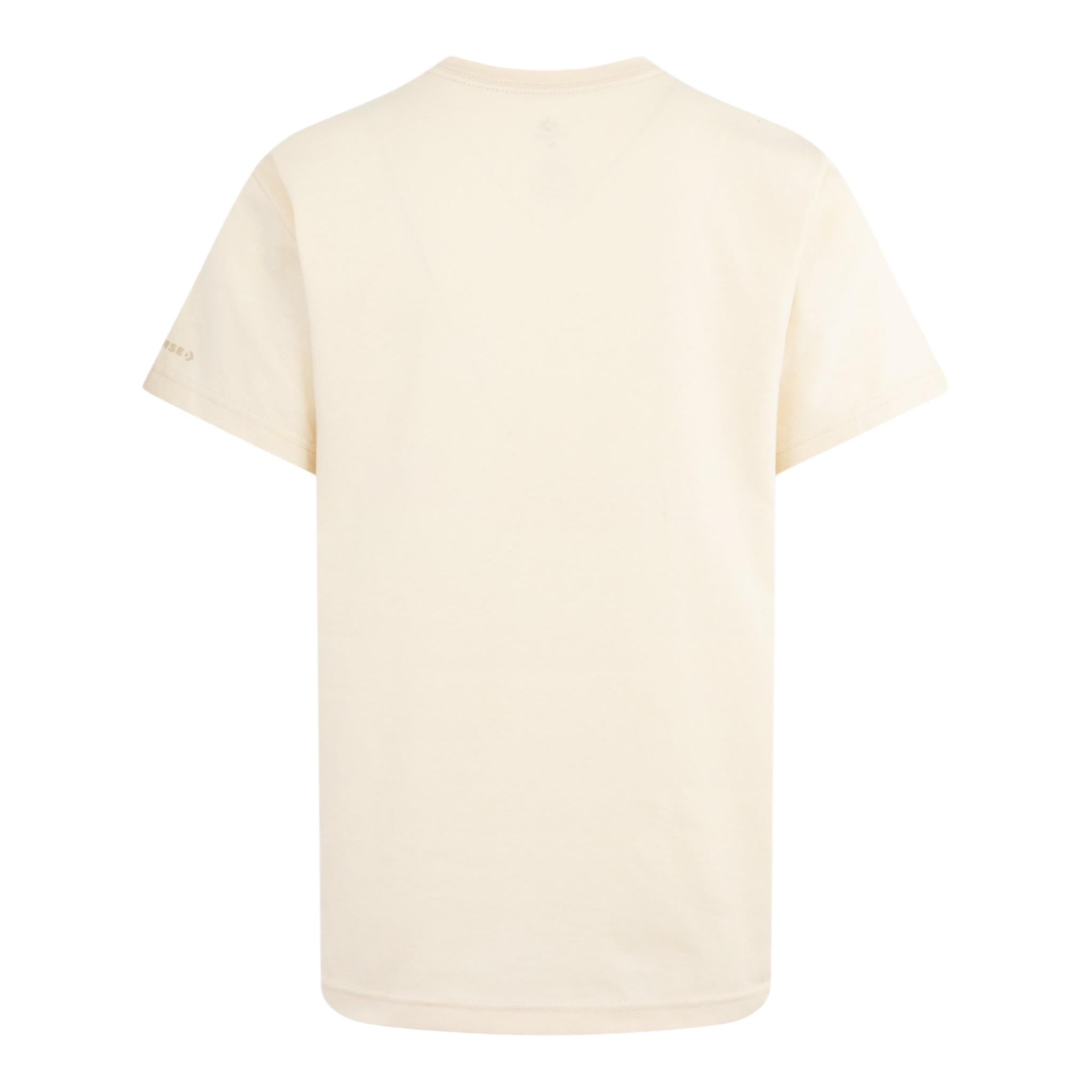 Converse T-Shirt Girocollo Tinta Unita con Logo per Bambino 9CD483 BEIGE CONVERSE 