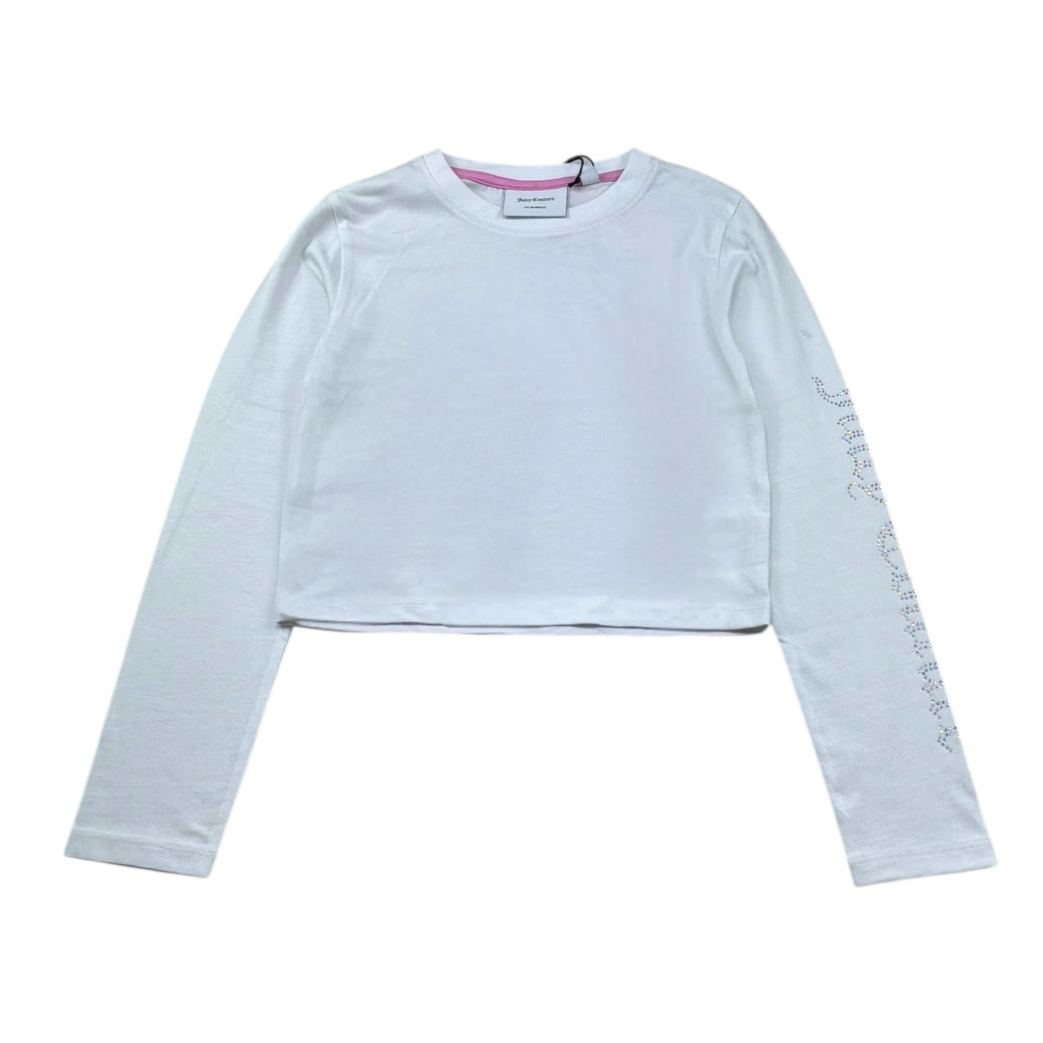 Juicy Couture Shirt Girocollo Tinta Unita con Stampa per Bambina JBX6619 BIANCO JUICY COUTURE 