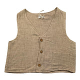 Lalalu' Gilet Tinta Unita con Bottoni Beige per Bambino