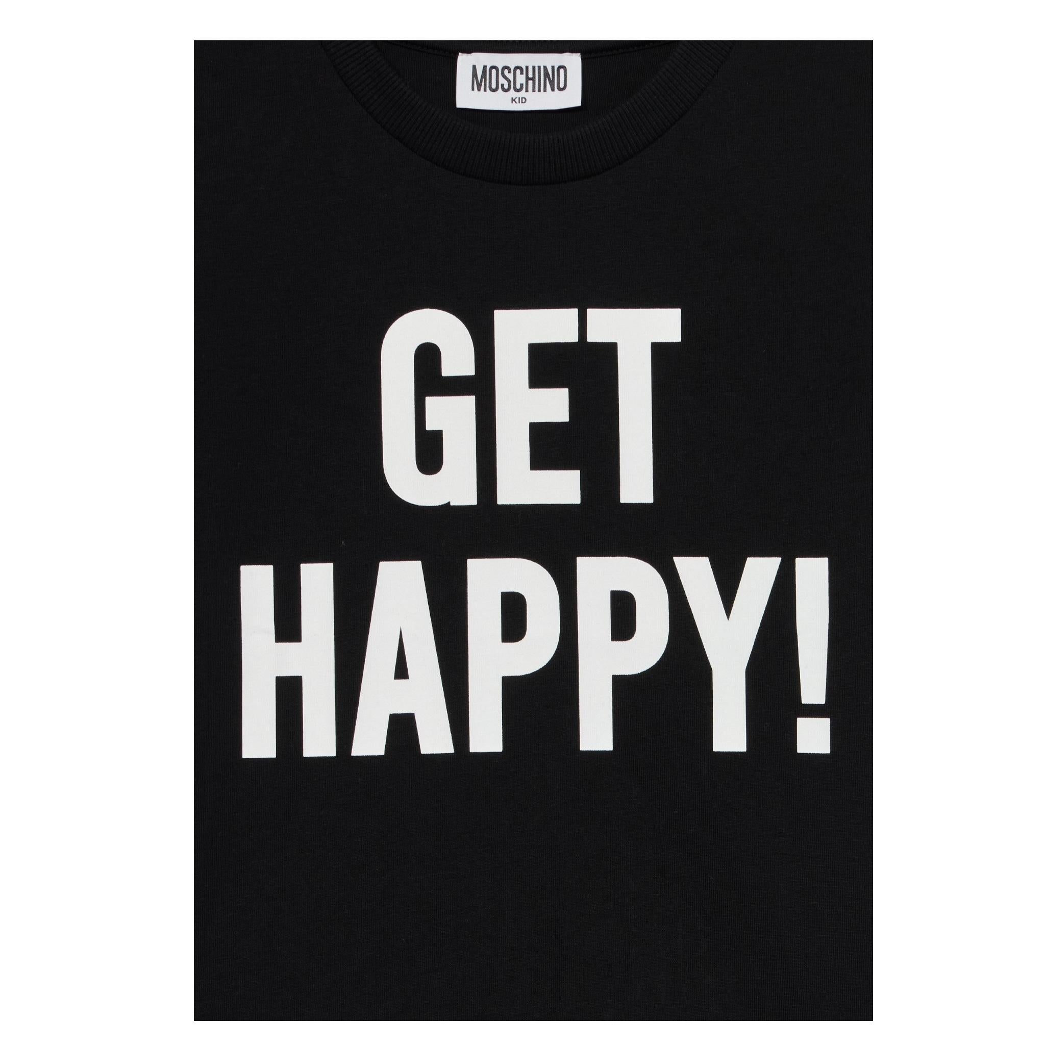 Moschino T-Shirt Girocollo Tinta Unita con Stampe per Bambino HDM06U NERO MOSCHINO 