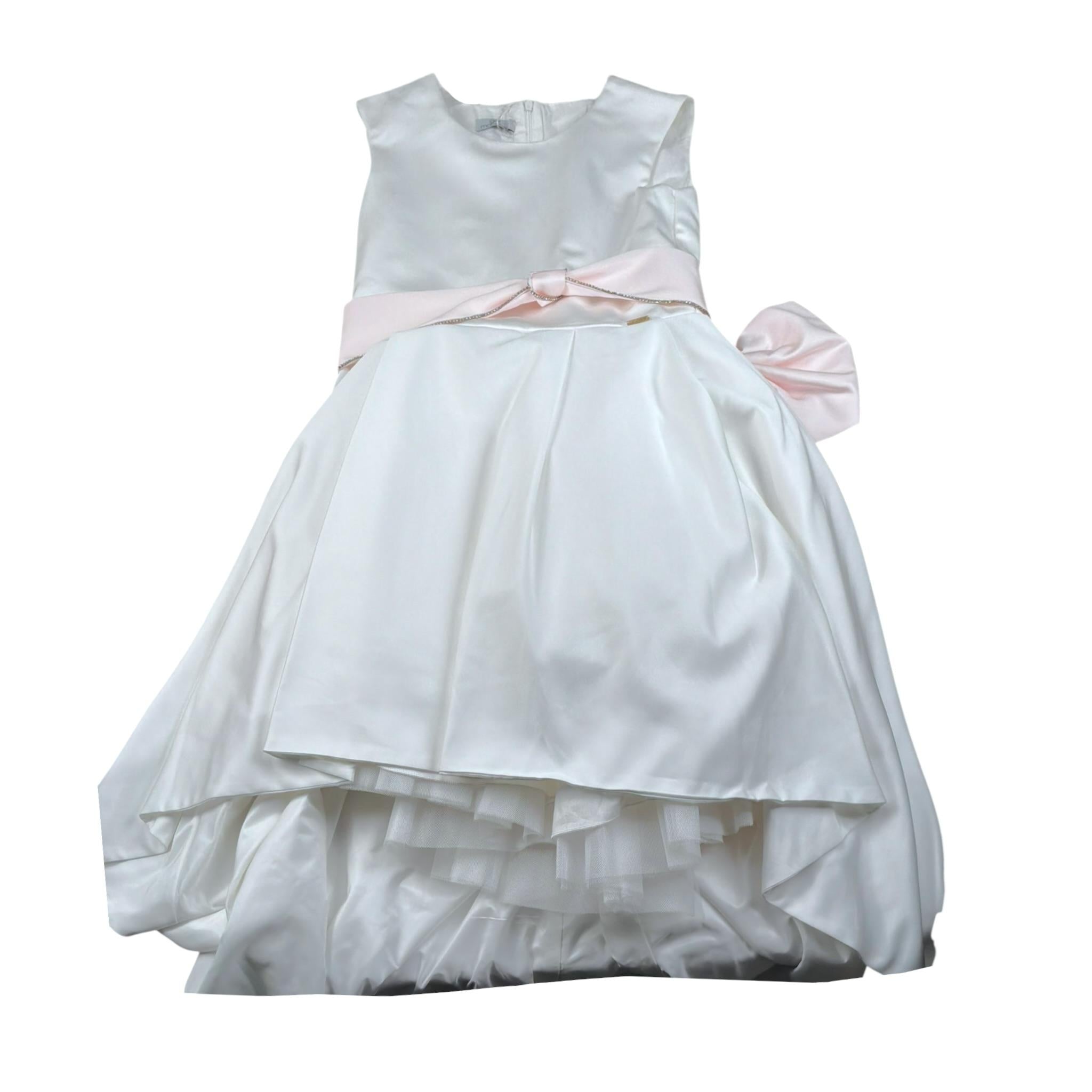 Gai Mattiolo Abito Cerimonia Tinta Unita Giromanica per Bambina GM150143R BIANCO GAI MATTIOLO 